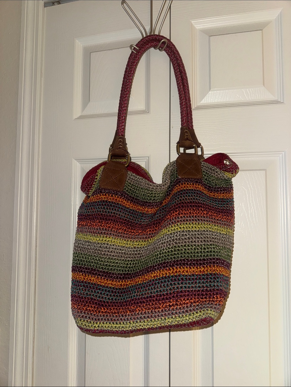 THE SAK Multicolor Striped Crochet Shoulder Bag - Casual Everyday Tote